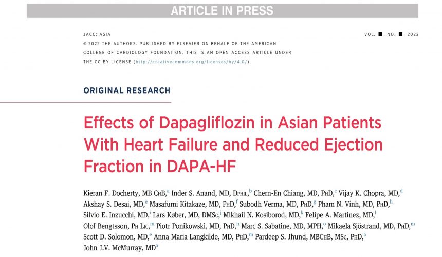 Effects of Dapagliflozin in Asian Patients With Heart Failure and Reduced Ejection Fraction in DAPA-HF