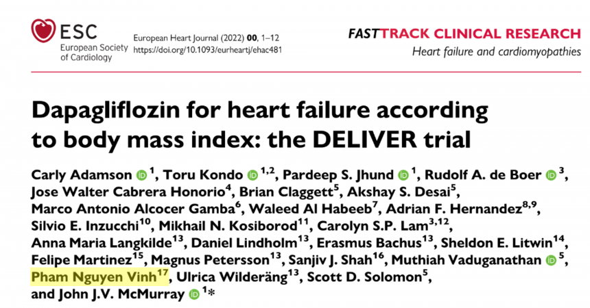 Dapagliflozin for heart failure according to body mass index the DELIVER trial