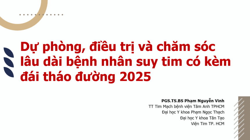 Bài giảng: Dự phòng, điều trị và chăm sóc lâu dài bệnh nhân suy tim có kèm đái tháo đường 2025